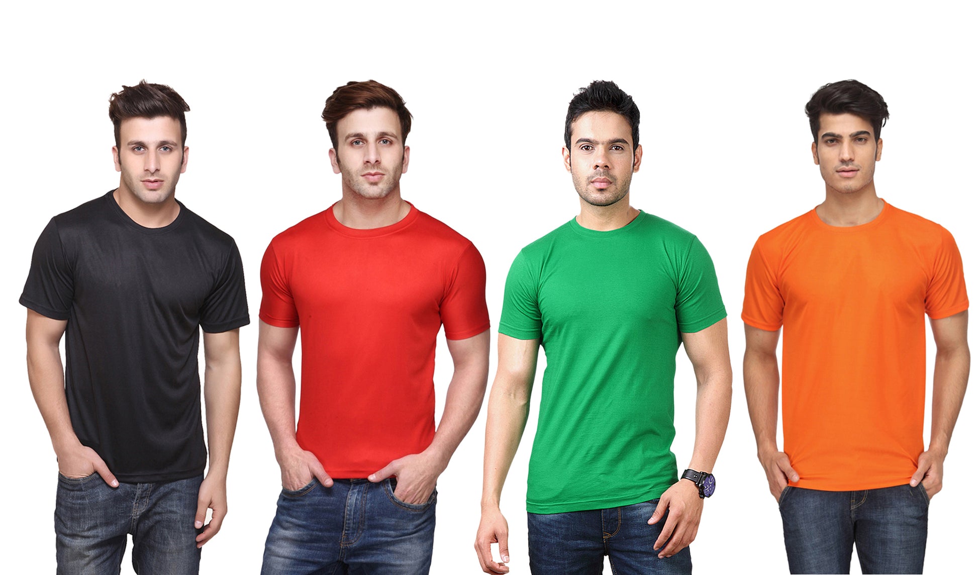 Set of four men's Ketex polyester Dri-Fit half-sleeve round neck t-shirts in multicolor, 2XL size, stylish and comfortable.