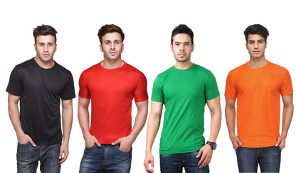 Set of four men's Ketex polyester Dri-Fit half-sleeve round neck t-shirts in multicolor, 2XL size, stylish and comfortable.