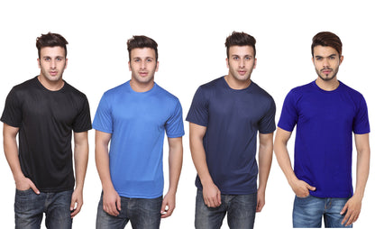 Set of four men's Ketex polyester Dri-Fit half-sleeve round neck T-shirts in multicolor, size 2XL.
