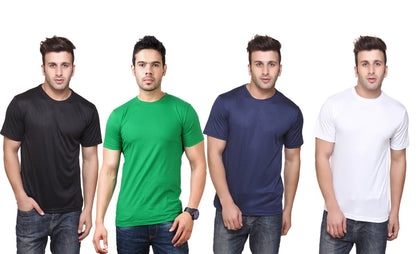 Set of four men's Ketex polyester Dri-Fit half-sleeve round neck T-shirts in multicolor, size 2XL.