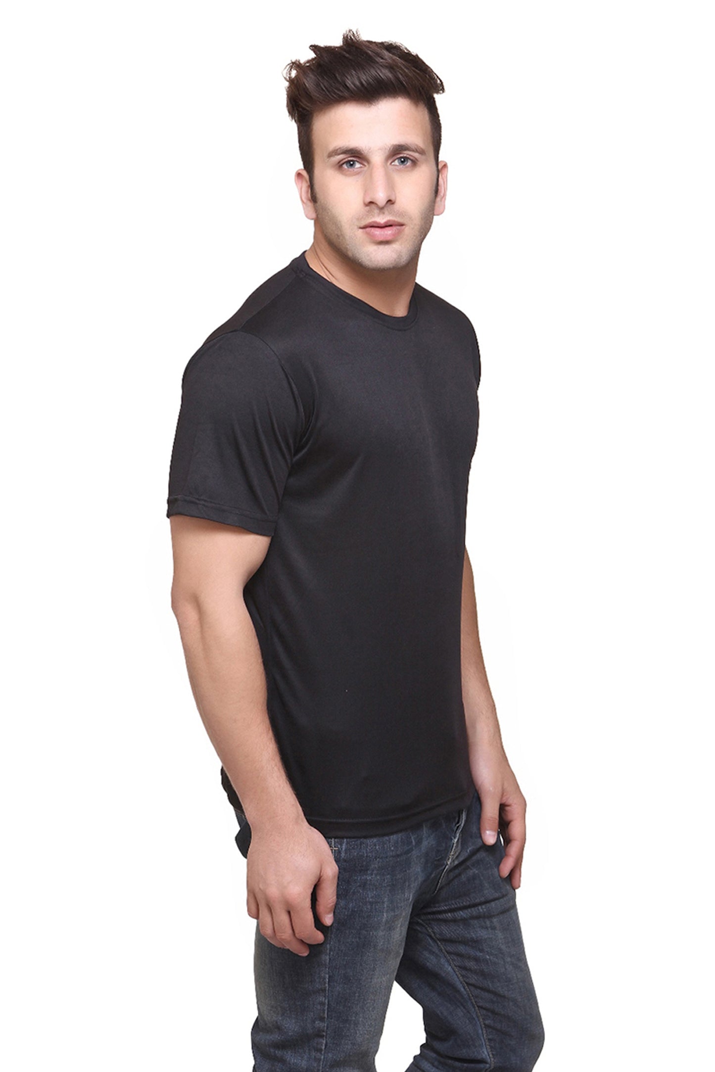 Set of four men's Ketex polyester Dri-Fit round neck T-shirts with half sleeves in multiple colors, size 2XL.