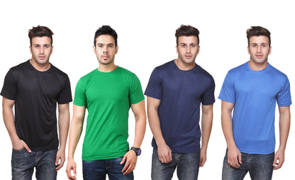 Set of four men's Ketex polyester Dri-Fit T-shirts with half sleeves and round neck in multicolor, size 2XL.