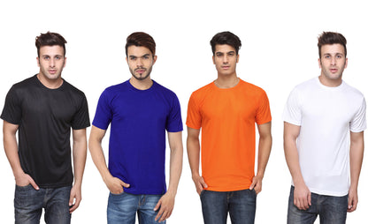 Set of four men's Ketex polyester Dri-Fit half-sleeve round neck T-shirts in multicolor, size 2XL.