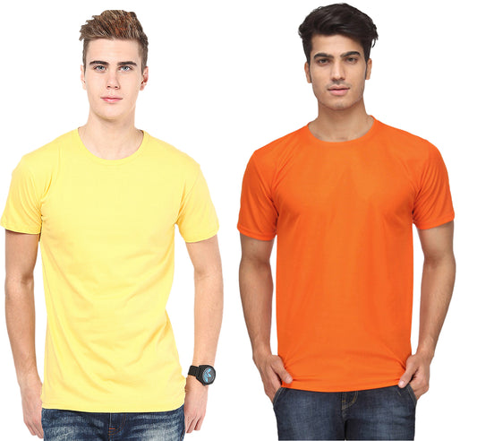 Two multicolor men's polyester blend Dri-Fit round neck T-shirts by Ketex, 2XL size, shown flat on a plain background.