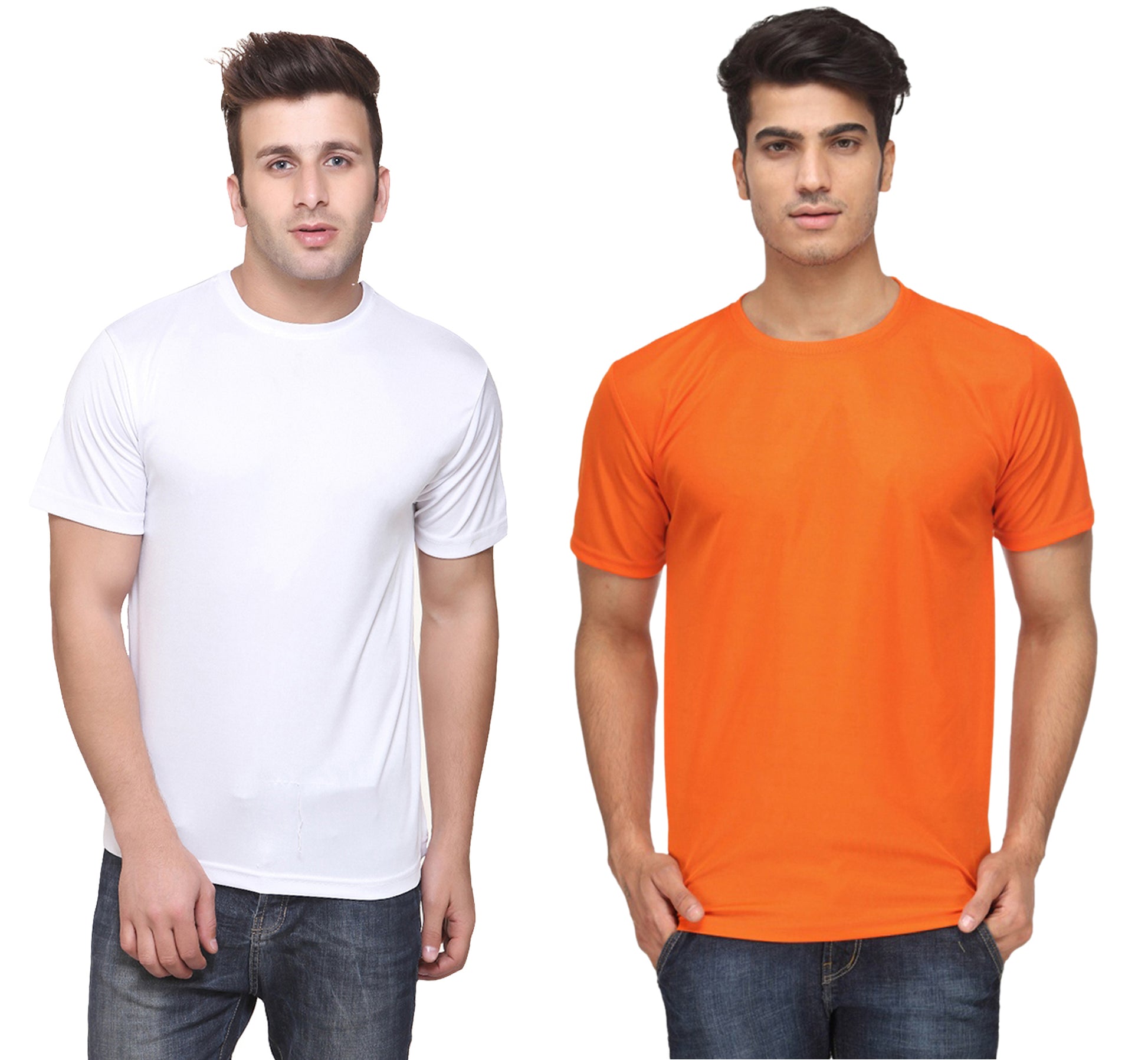 Set of two men's Ketex polyester blend Dri-Fit T-shirts in multicolor, featuring round necks and comfortable fit.