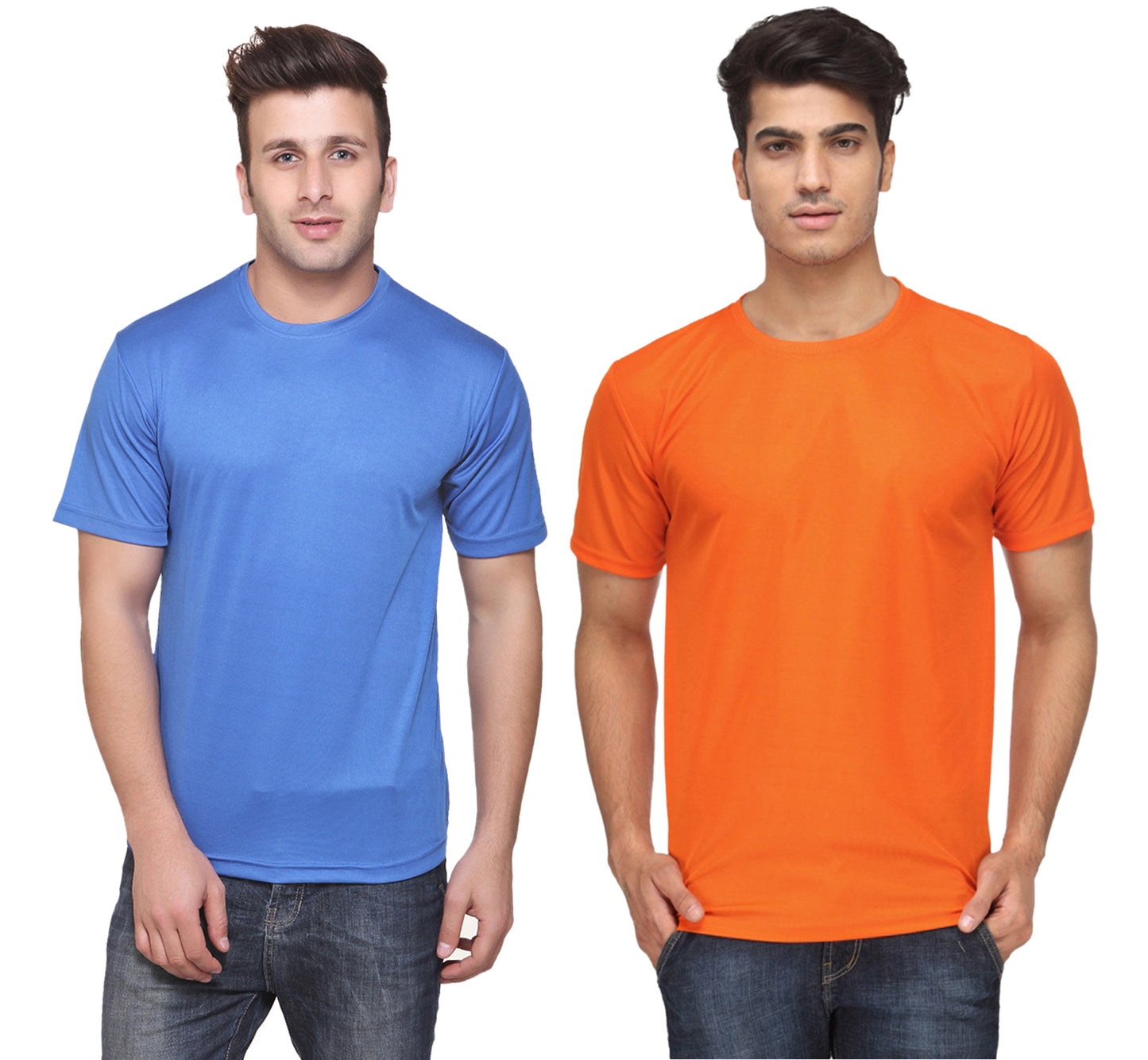 Set of two men's Ketex polyester blend dri-fit round neck T-shirts in multicolor, size 2XL.