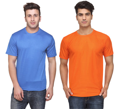 Set of two men's Ketex polyester blend dri-fit round neck T-shirts in multicolor, size 2XL.