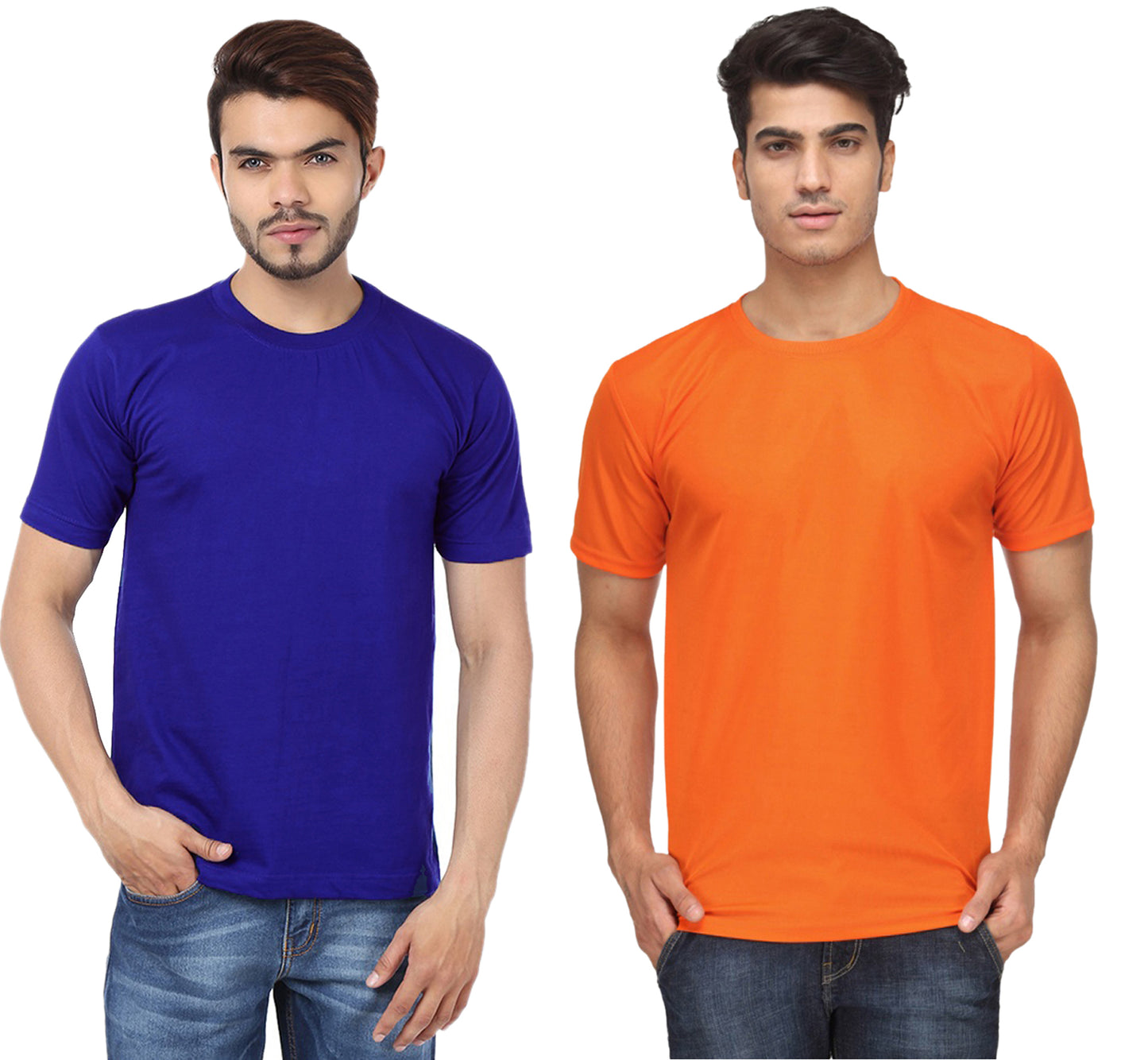 Set of two multicolor men's polyester blend Dri-Fit round neck T-shirts by Ketex, shown in 2XL size.