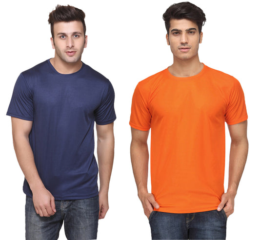 Two multicolor men's polyester blend Dri-Fit round neck T-shirts from Ketex, size 2XL, shown laid flat in the image.