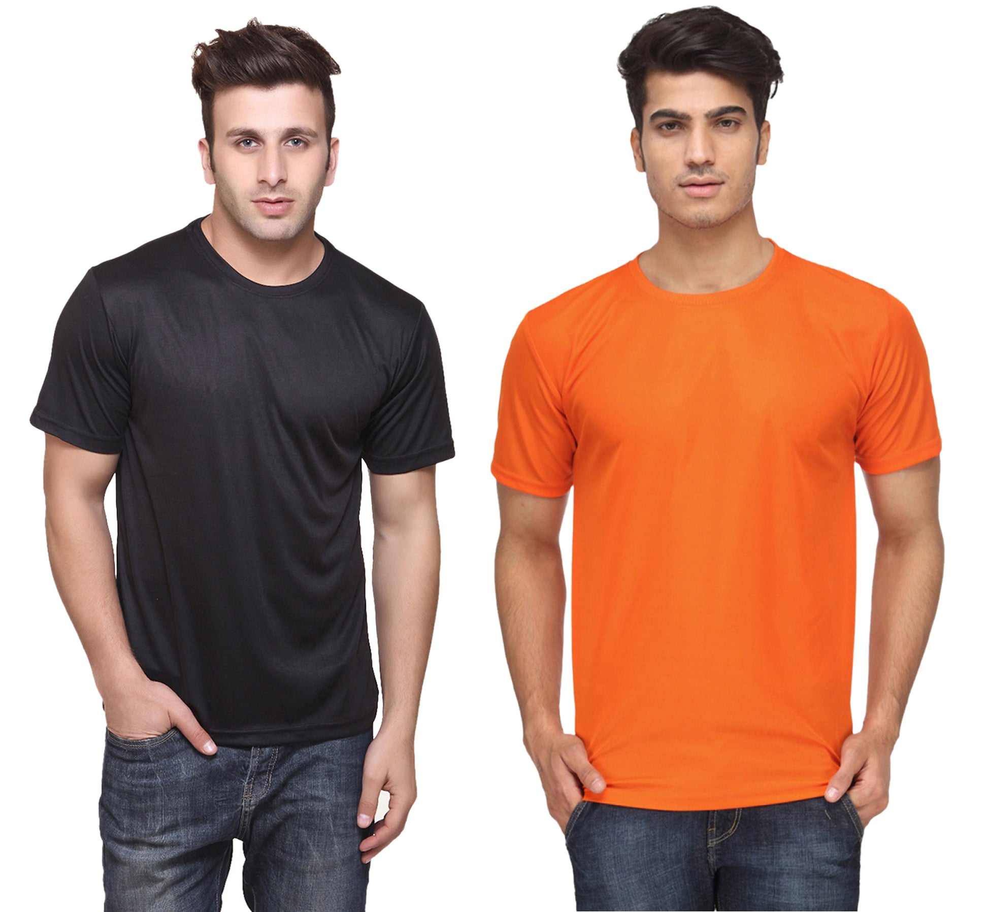 Two multicolor men's polyester blend Dri-Fit round neck T-shirts by Ketex, size 2XL, displayed flat in the image.
