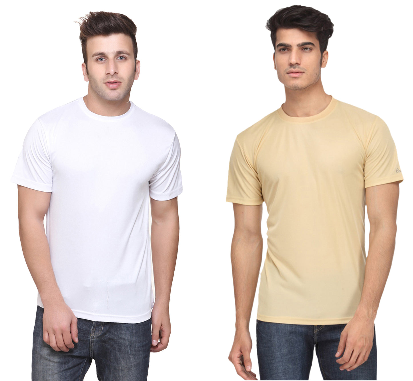 Two multicolor men's polyester blend Dri-Fit round neck T-shirts from Ketex, size 2XL, shown in a pack of 2.