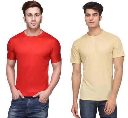 Two multicolor men's polyester blend Dri-Fit round neck T-shirts from Ketex, size 2XL, shown in a pack of 2.