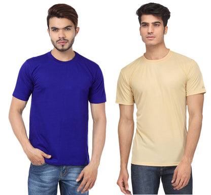 Two multicolor Ketex men's polyester blend dri-fit round neck T-shirts, size 2XL, shown in a pack of 2.