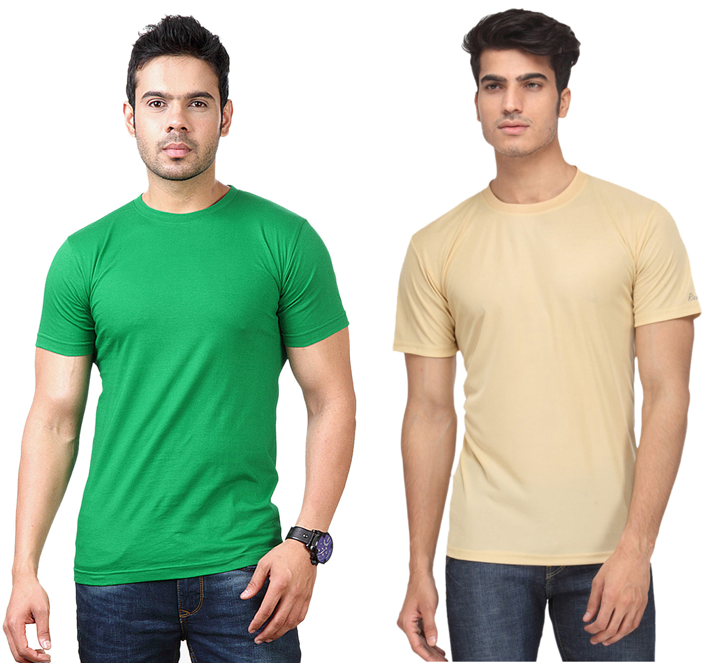 Two multicolor men's polyester blend Dri-Fit round neck T-shirts from Ketex, size 2XL, shown in a pack of 2.