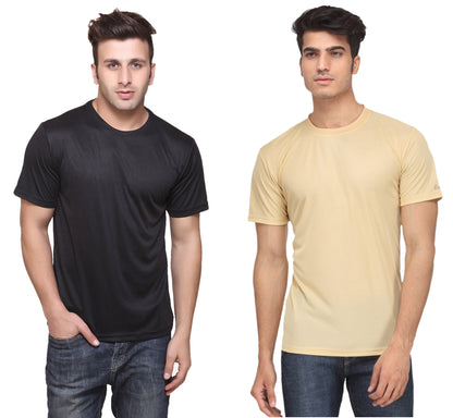 Set of two multicolor men's polyester blend Dri-Fit T-shirts with round neck by Ketex, size 2XL, casual athletic style.