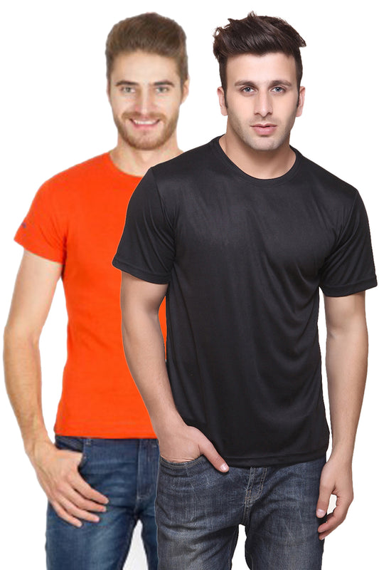 Set of two multicolor men's polyester blend Dri-Fit T-shirts with round neck by 14398, shown in 2XL size.