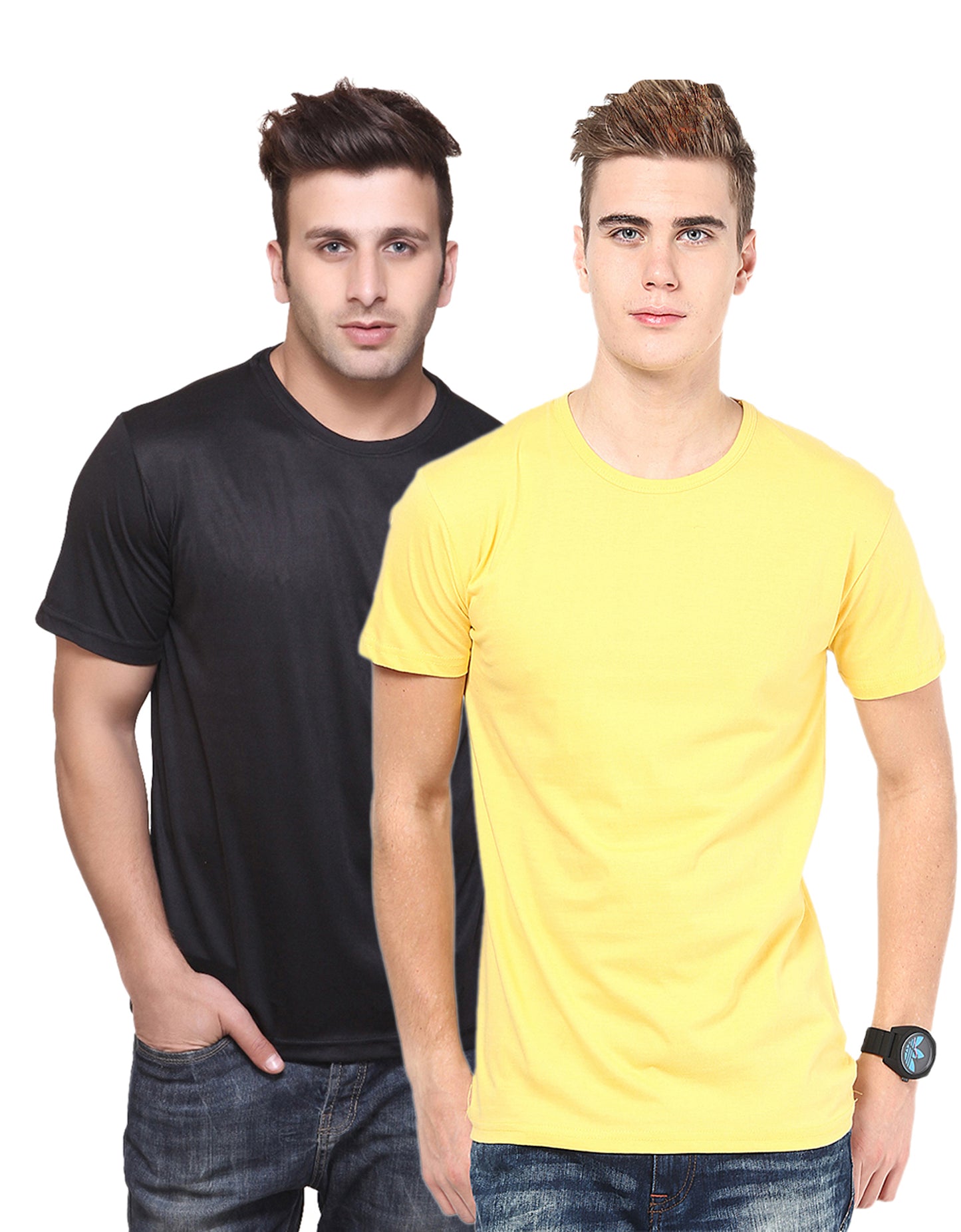 Multicolor men's polyester blend dri-fit round neck T-shirts from Ketex, pack of 2, shown in 2XL size.