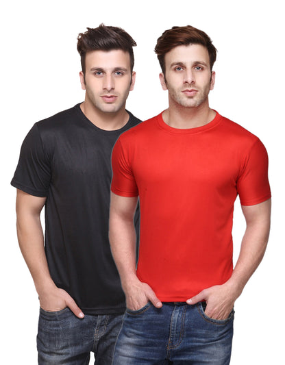 Set of two multicolor men's polyester blend Dri-Fit round neck T-shirts by Ketex, shown in 2XL size, laid flat.