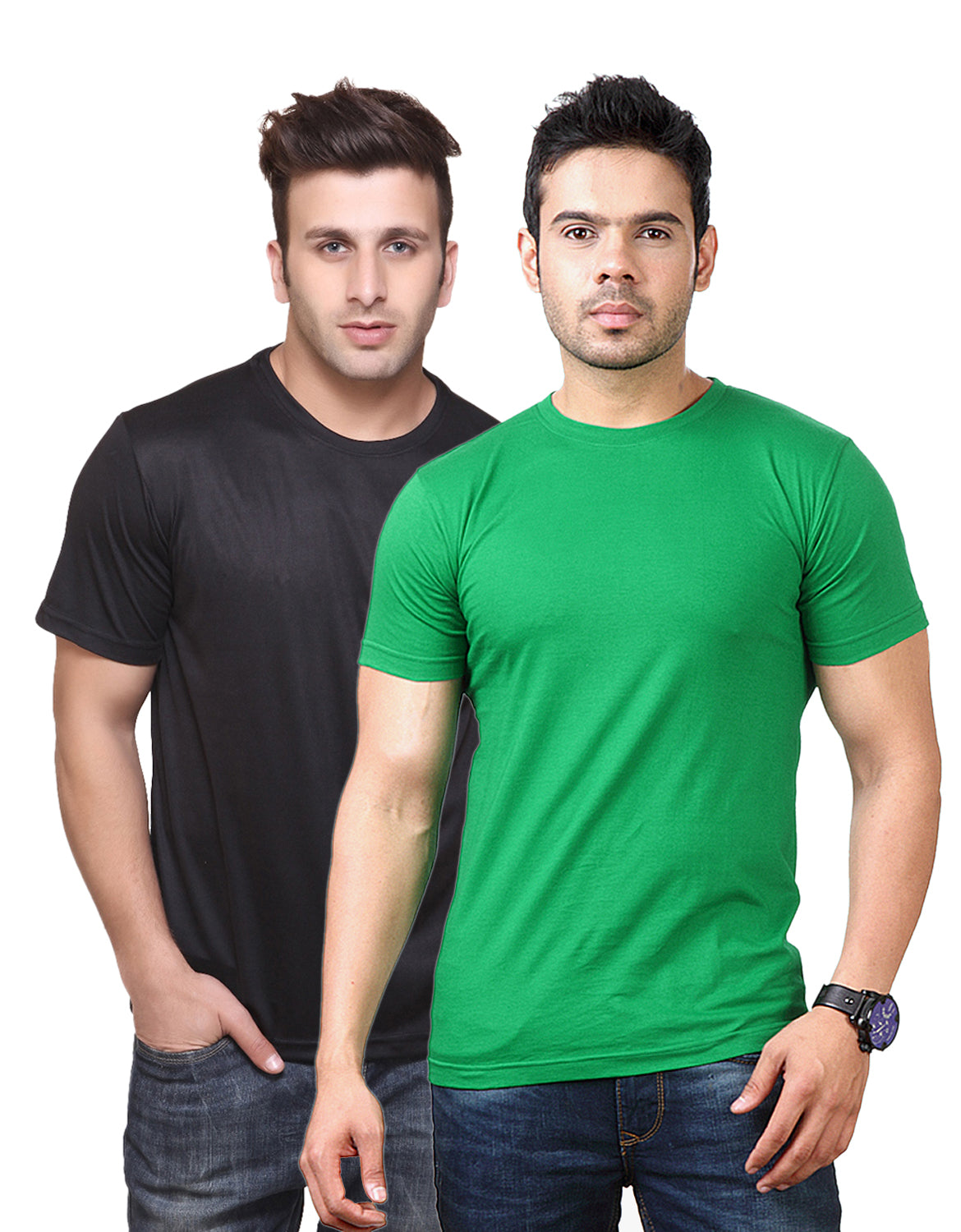Two multicolor men's polyester blend Dri-Fit round neck T-shirts from Ketex, size 2XL, shown in a pack of 2.