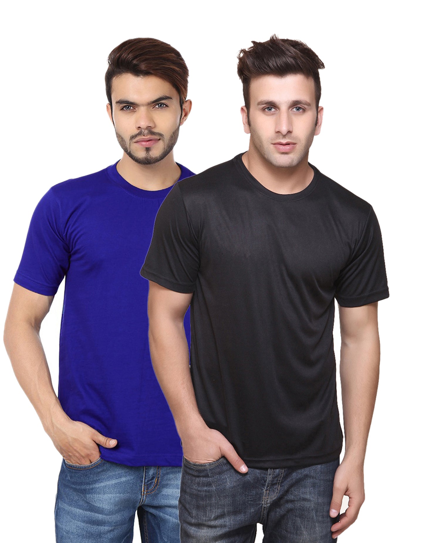 Two multicolor men's polyester blend Dri-Fit round neck T-shirts from Ketex, pack of 2, displayed flat, size 2XL.