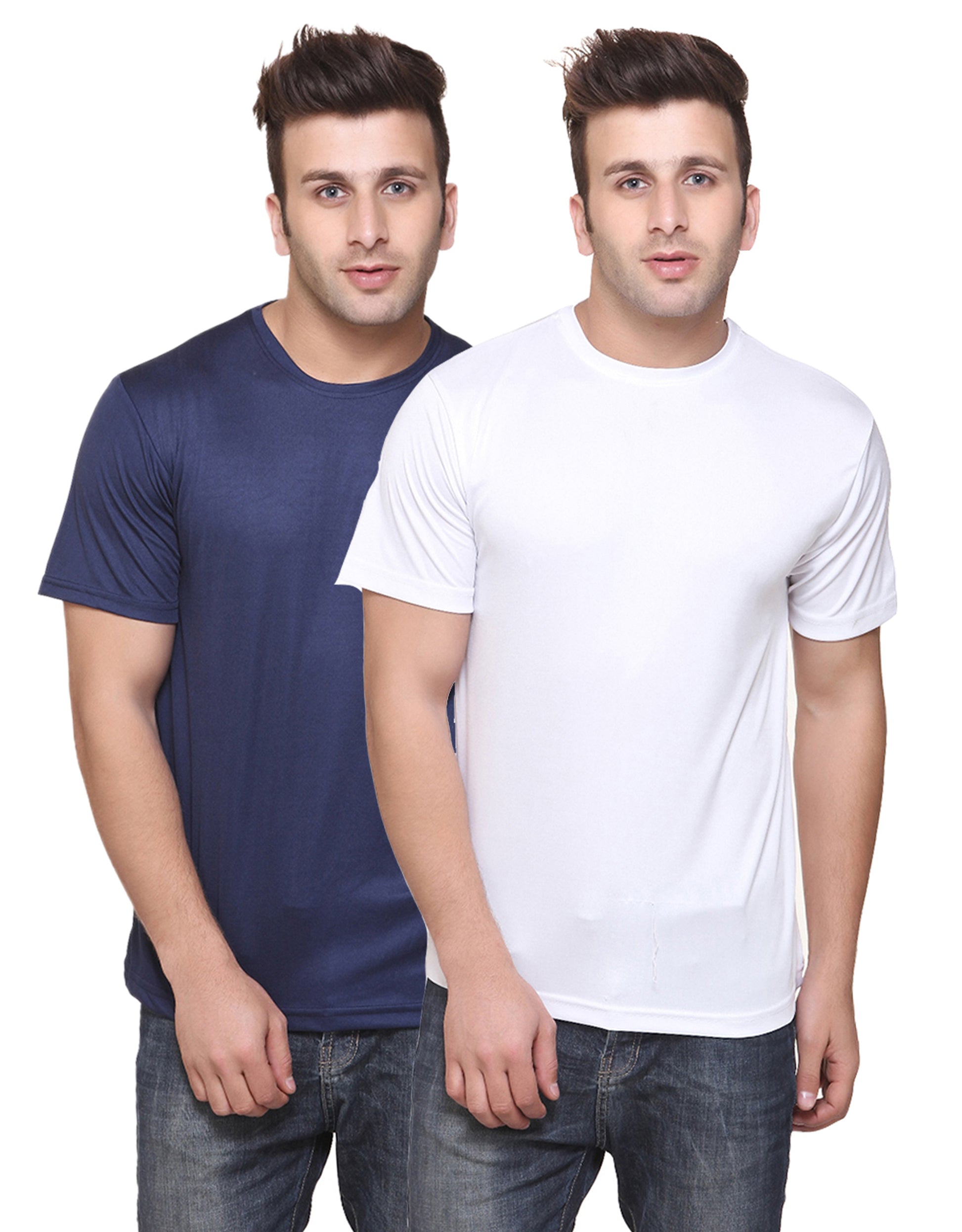 Pack of two multicolor Ketex men's polyester blend Dri-Fit round neck T-shirts, 2XL size, casual athletic style.