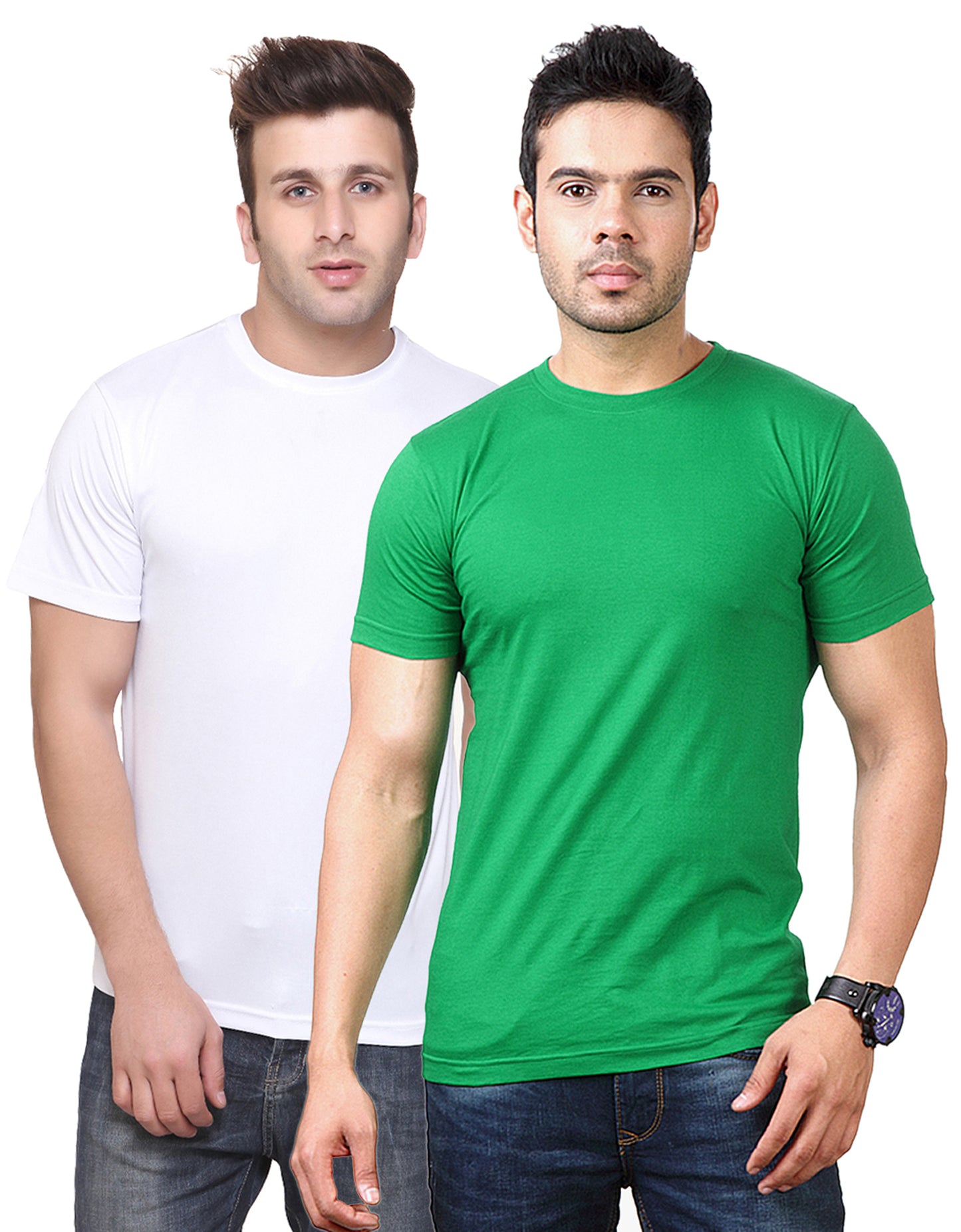 Set of two multicolor men's polyester blend Dri-Fit T-shirts with round neck from Ketex, size 2XL, casual sportswear.