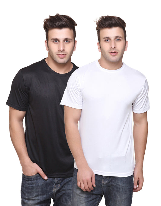 Two multicolor men's polyester blend Dri Fit round neck T-shirts from Ketex in size 2XL, displayed flat.