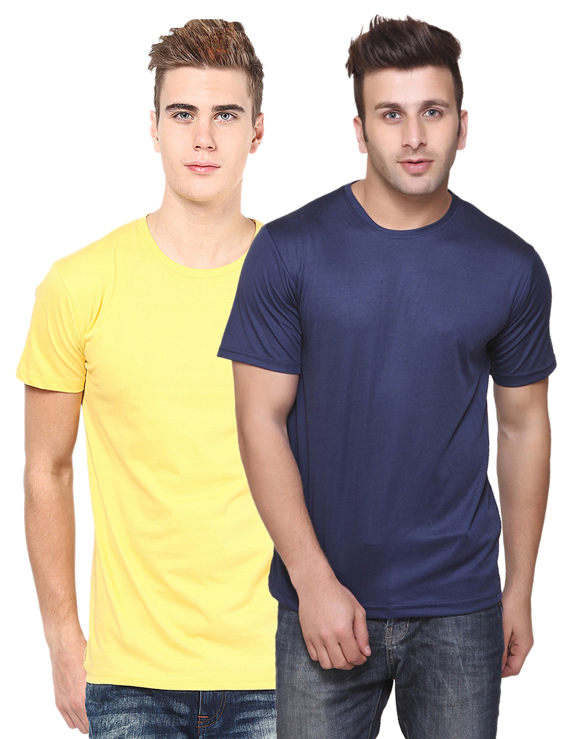 Set of two Ketex men's polyester blend dri-fit round neck T-shirts in multicolor, size 2XL, showcasing casual athletic style.