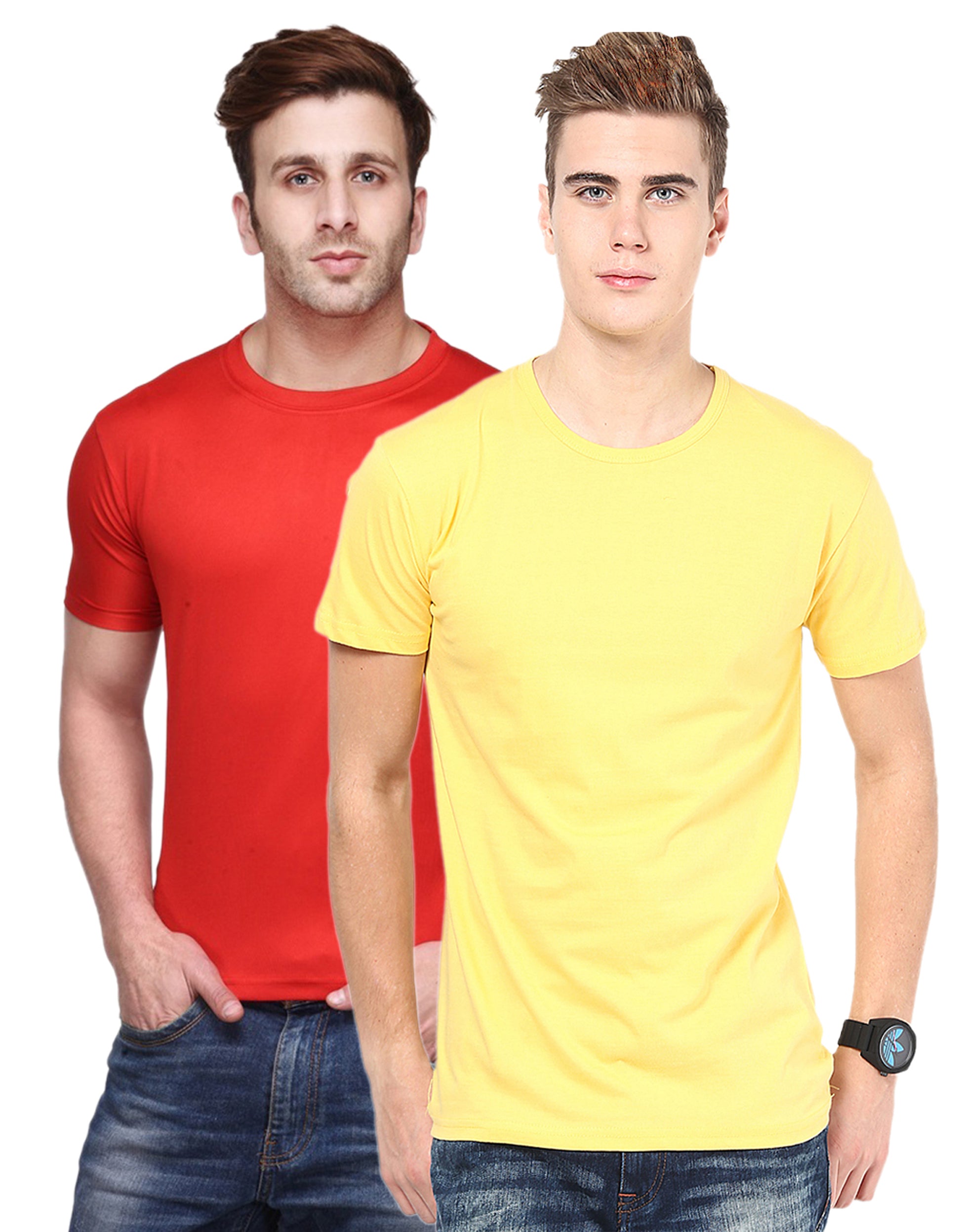 Set of two multicolor men's polyester blend Dri-Fit round neck T-shirts by Ketex, shown in 2XL size.