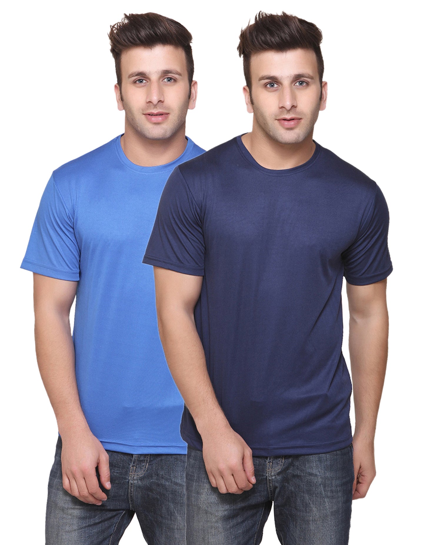 Two men's polyester blend Dri-Fit round neck T-shirts in multicolor, size 2XL, from the Ketex brand.