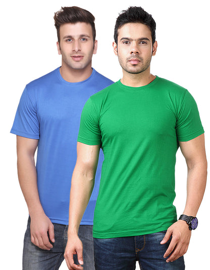 Set of two multicolor men's polyester blend dri-fit round neck T-shirts by Ketex, shown in 2XL size.
