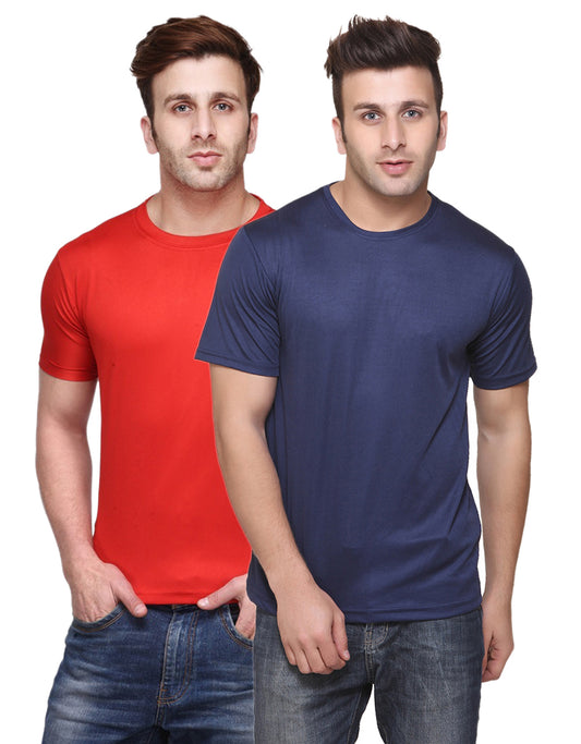 Two multicolor men's Dri Fit polyester blend round neck T-shirts from Ketex, size 2XL, shown in a pack of 2.