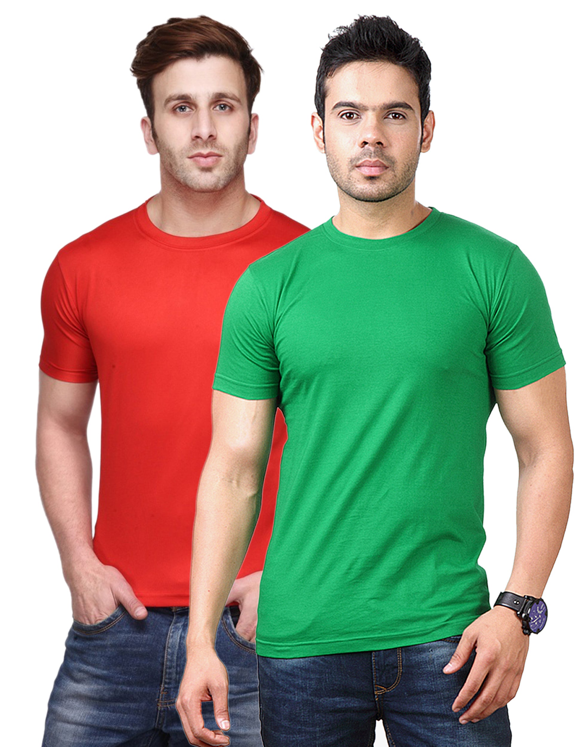 Set of two multicolor men's polyester blend dri-fit round neck T-shirts by Ketex, 2XL size, casual and comfortable fit.