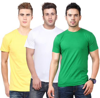 Set of three multicolor Ketex men's polyester blend Dri-Fit round neck T-shirts, 2XL size, casual athletic style.