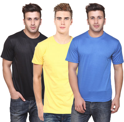 Set of three men's polyester blend Dri-Fit T-shirts with round necks in multicolor, size 2XL, by Ketex.