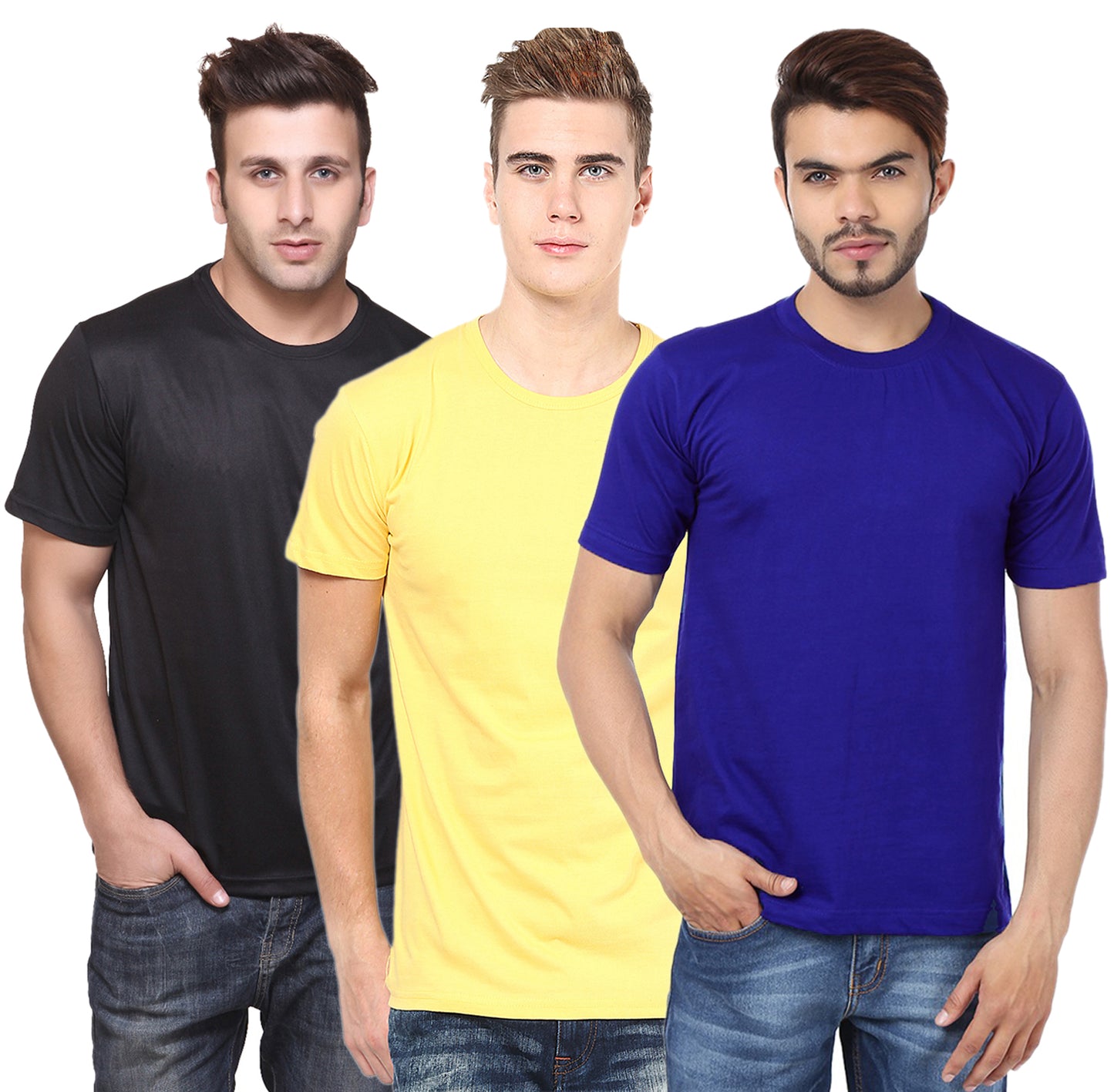 Set of three multicolor Ketex men's polyester blend dri-fit round neck T-shirts, 2XL size, casual and comfortable men's T-shirts.