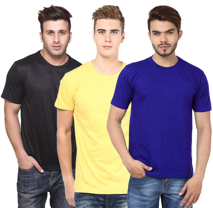 Set of three multicolor Ketex men's polyester blend dri-fit round neck T-shirts, 2XL size, casual and comfortable men's T-shirts.