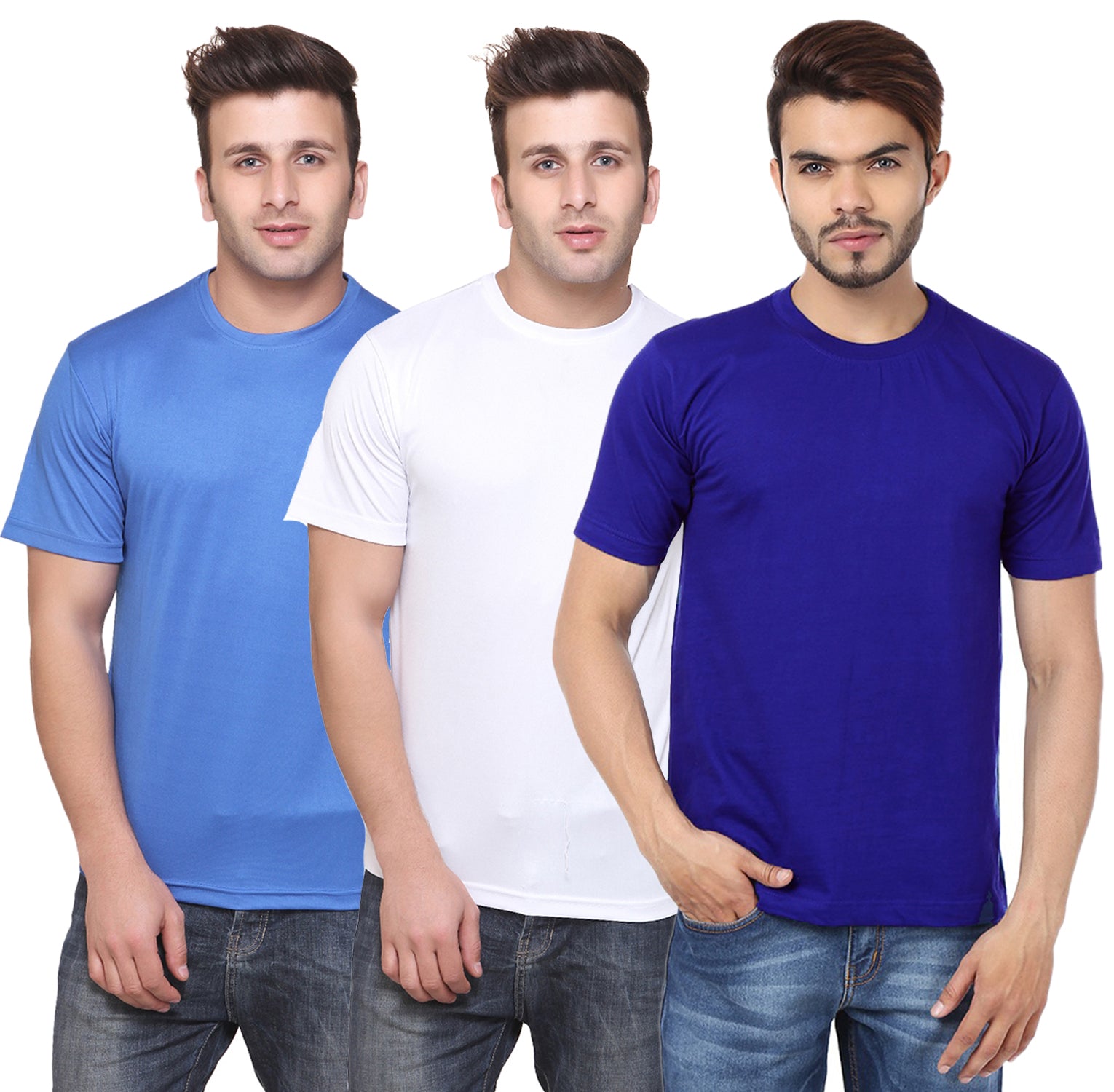 Pack of 3 multicolor Ketex men's polyester blend dri-fit round neck T-shirts, 2XL size, casual athletic style