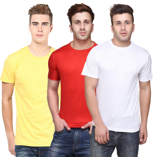 Pack of three multicolor Ketex men's polyester blend round neck T-shirts, Dri-Fit fabric, 2XL size, casual men's apparel
