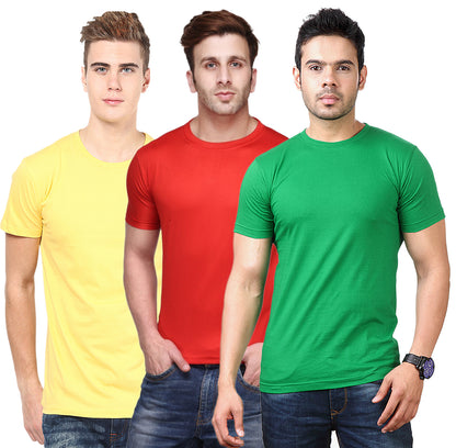 Set of three multicolor Ketex men's polyester blend Dri Fit round neck T-shirts, 2XL size, casual athletic style.