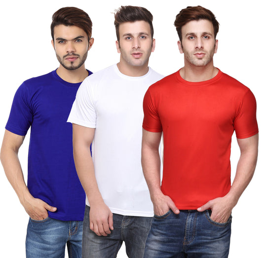 Set of three multicolor men's polyester blend Dri-Fit T-shirts with round neck from Ketex, in 2XL size.