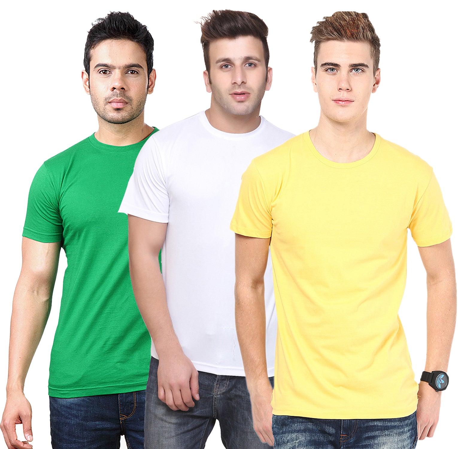 Set of three Ketex men's polyester blend dri-fit round neck T-shirts in multicolor, size 2XL, casual athletic wear.