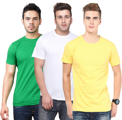 Set of three Ketex men's polyester blend dri-fit round neck T-shirts in multicolor, size 2XL, casual athletic wear.