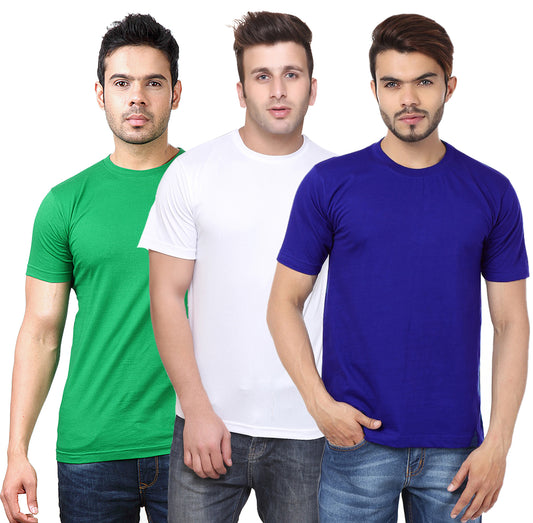 Set of three multicolor Ketex men's polyester blend dri-fit round neck T-shirts for men, size 2XL.