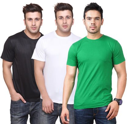 Set of three multicolor Ketex men's polyester blend Dri-Fit round neck T-shirts in 2XL size.