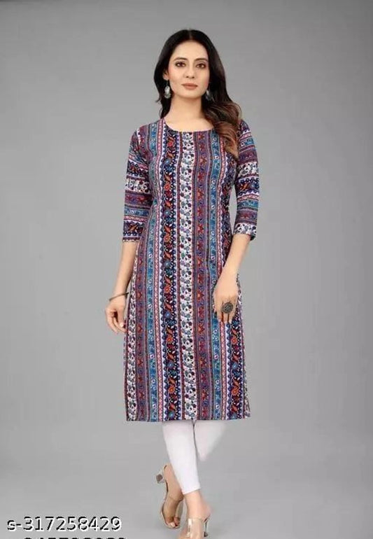 Teal crepe printed kurti for women, size small, from 1457, featuring traditional design and comfortable fit.