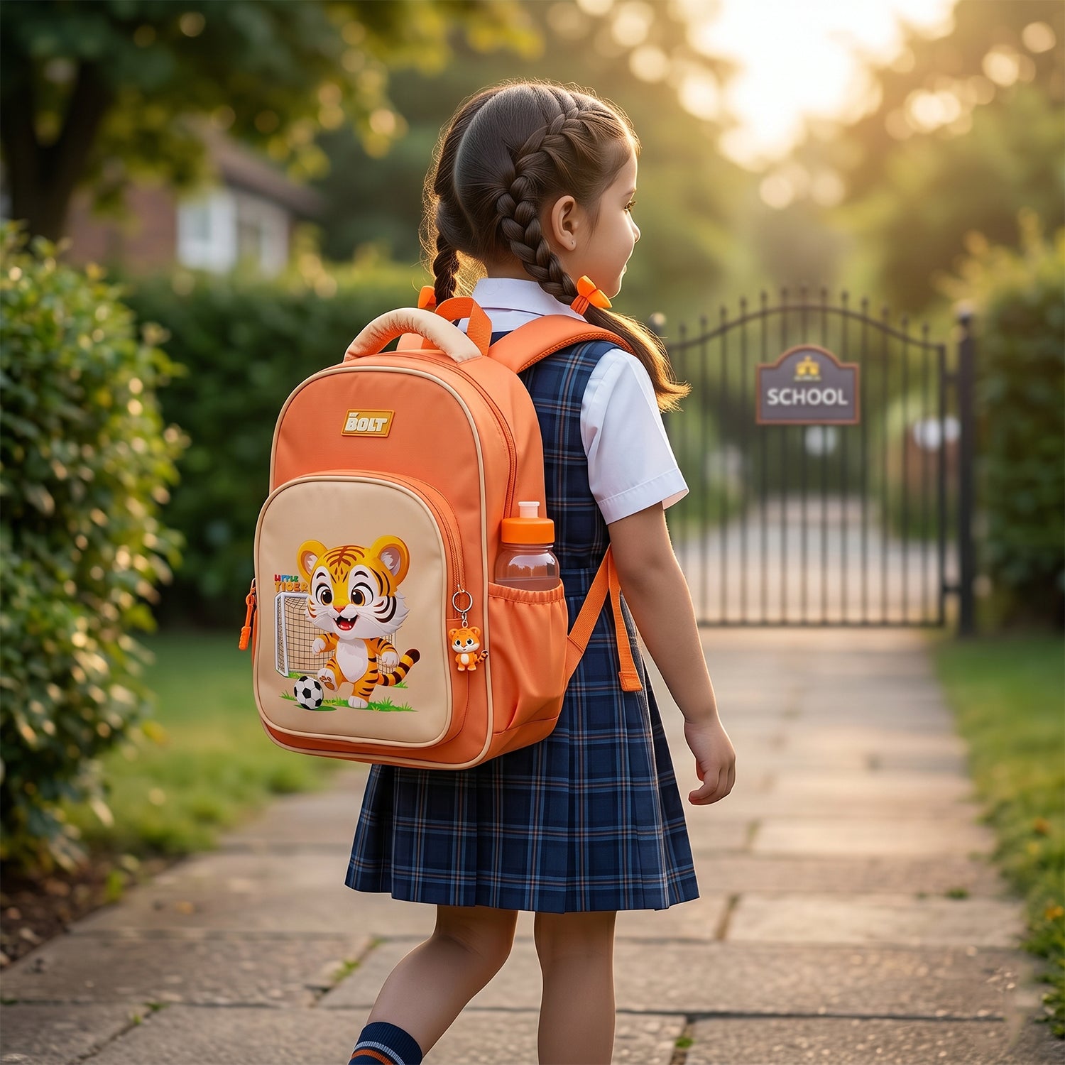 Wukusy cute cartoon school backpack, 17-inch size with colorful cartoon character design, ideal for students and school use.