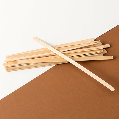Wukusy Freshee wooden coffee stirrers, 30-pack, natural light-colored disposable stir sticks for home and kitchen use.