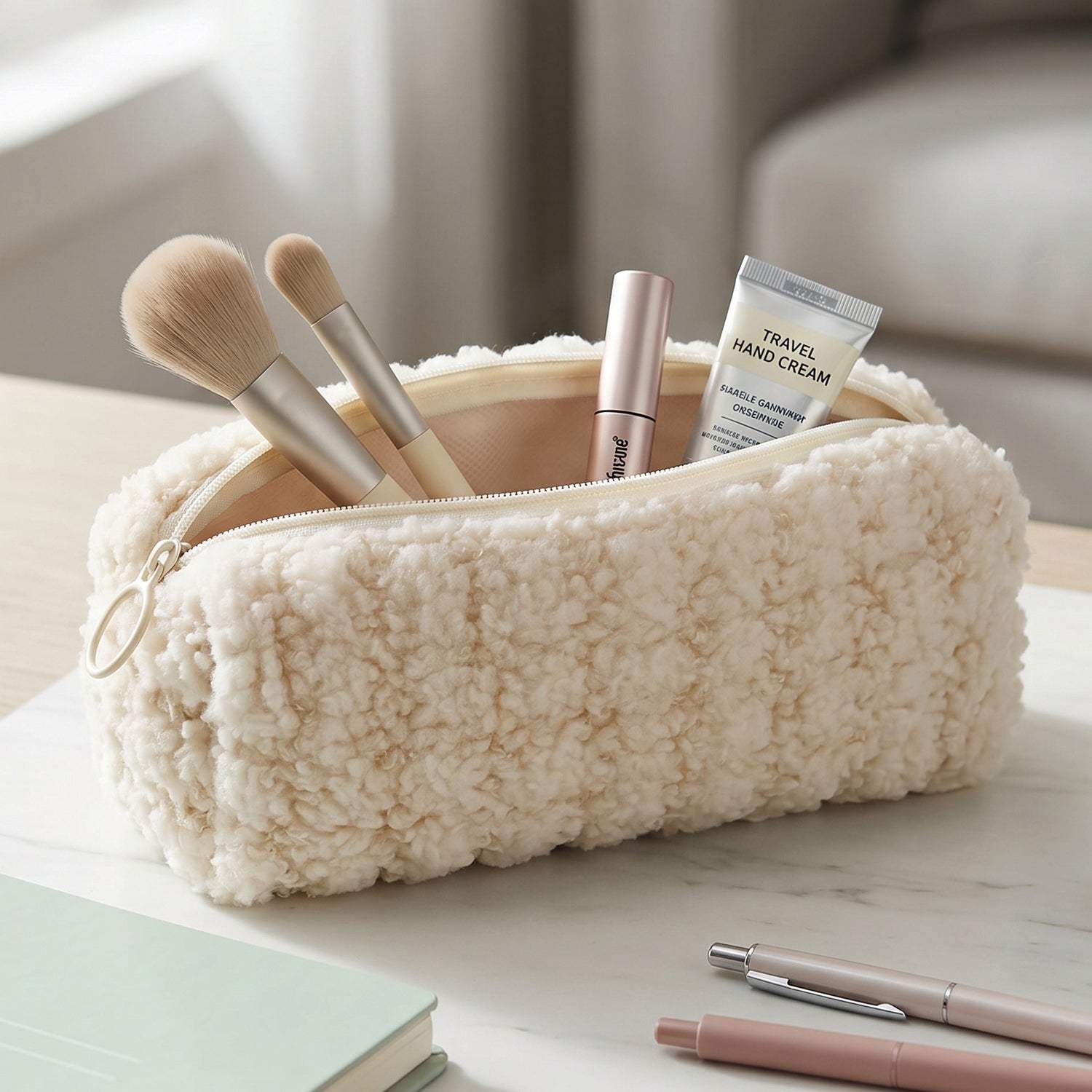 Wukusy premium soft zipper pouch bag, versatile storage accessory with a smooth fabric exterior and zipper closure.
