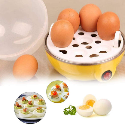 Wukusy 153 Electric Egg Boiler with 7-egg poacher, showing a sleek white appliance with egg trays and control panel.